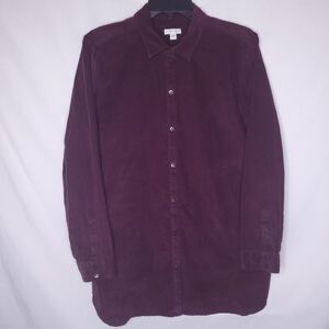J Jill Corduroy Tunic Medium Purple Long Sleeve Button Up